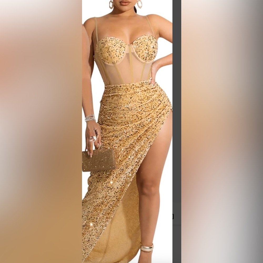 Gold sequence dress